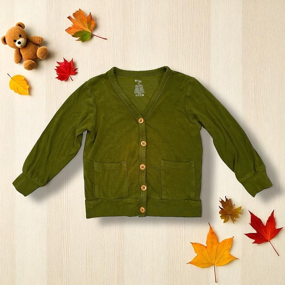 Kyte BABY | Olive Green Cardigan Toddler Size 3T Kid Minimalist Fall Attire FLAW - Picture 1 of 5